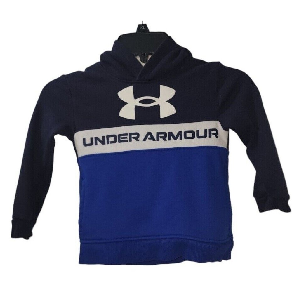 Under Armour Hoodie Pullover Color Block Logo Activewear Blue‎ Boys Size XL